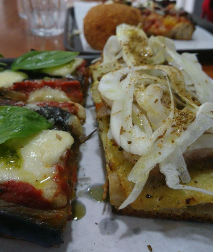 Close up pizzas baked